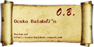Ocsko Balabán névjegykártya